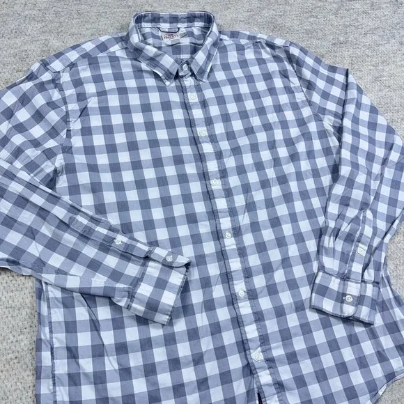 Faherty Shirt Men XXL 2XL Grey Check Plaid Button Up Cotton Dress Casual Adult * - Picture 3 of 16